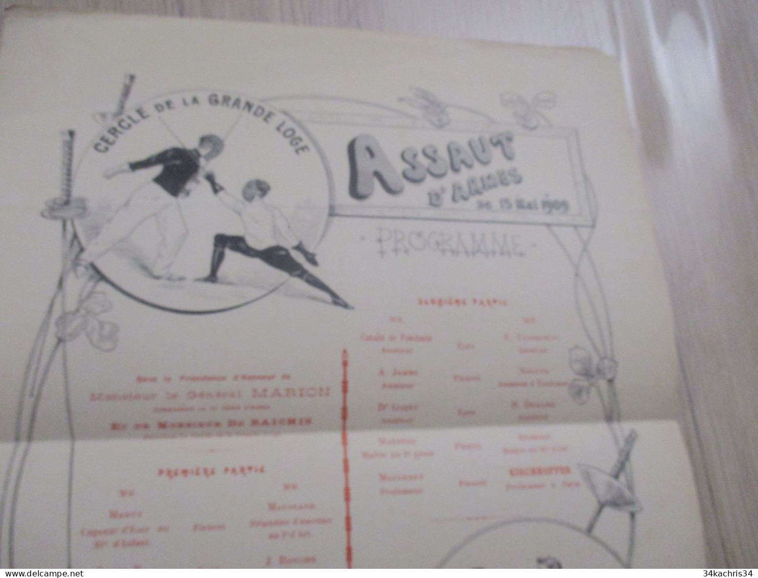 Projet ? Programme Illustré Par Sarrault Société D'Escrime De La Grande Moge 15/05/1909 Montpellier ? 32X 24.5 - Programs
