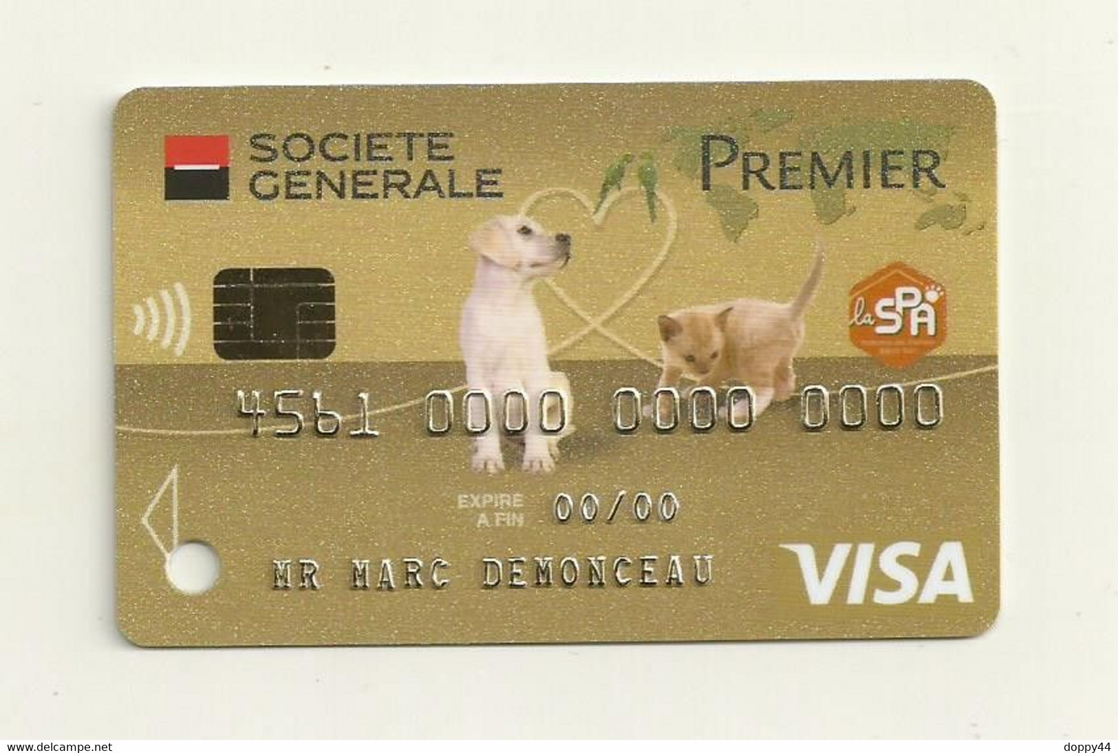 CARTE DE DEMONSTRATION VISA PREMIER  THEME  CHIENS/SPA - Cartes De Crédit (expiration Min. 10 Ans)