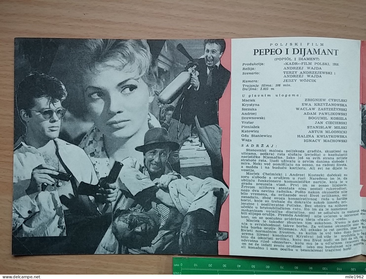 Prog 57 - Ashes And Diamonds (1958) -Popiól I Diament - Zbigniew Cybulski, Ewa Krzyzewska, Waclaw Zastrzezynski - Publicité Cinématographique