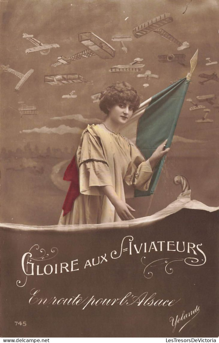 FANTAISIES - Gloire Aux Aviateurs - En Route Pour L'Alsace - Carte Postale Ancienne - Femmes