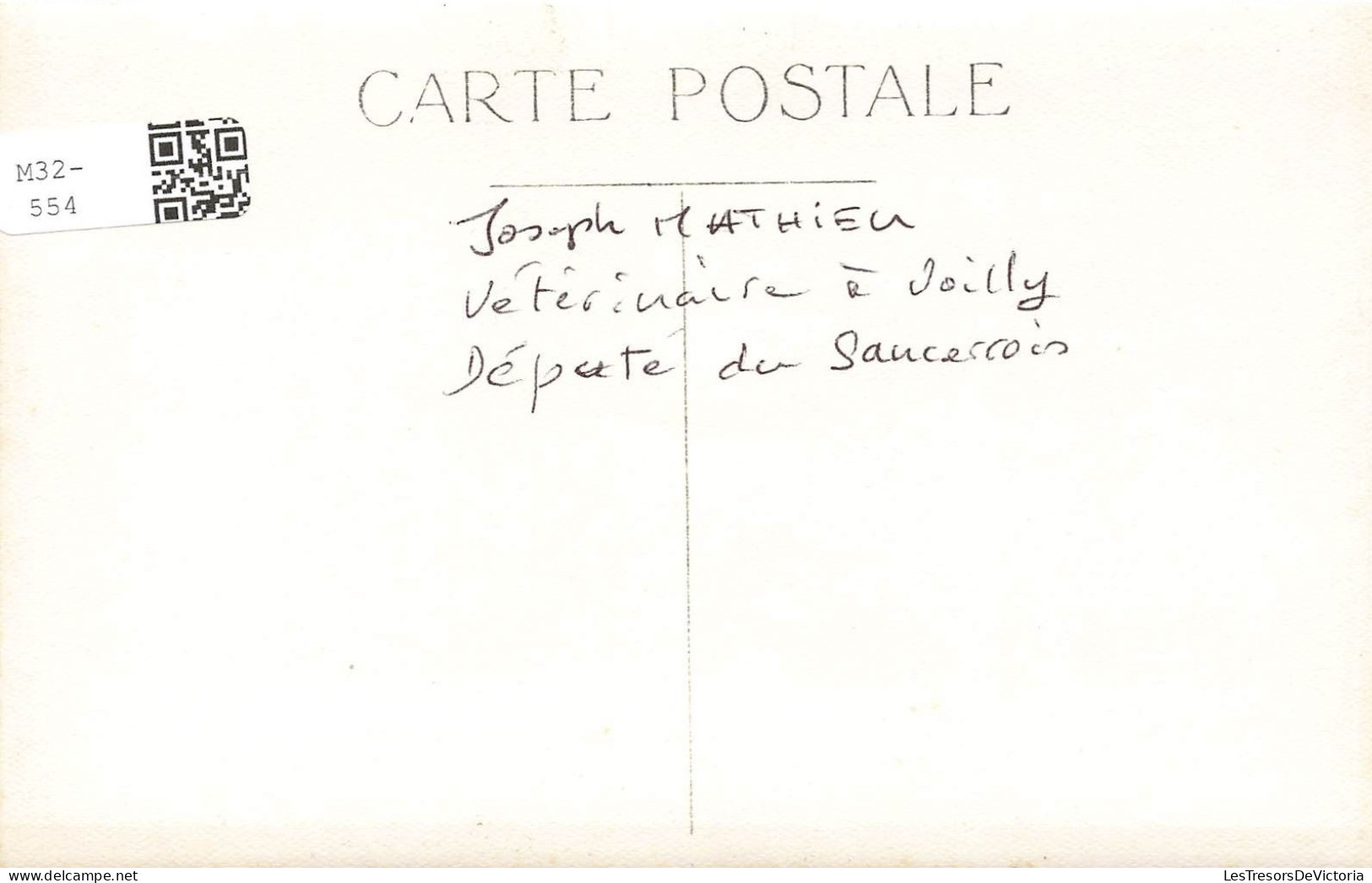 POLITIQUE - Joseph Mathieu - Député De Saucerrois - Carte Postale Ancienne - People