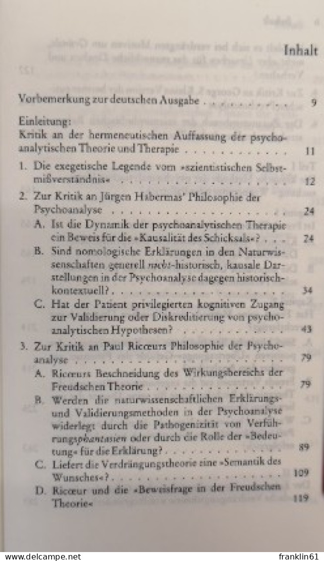 Die Grundlagen Der Psychoanalyse.Eine Philosophische Kritik. - Filosofie