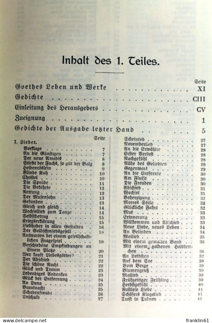 Goethes Werke. Vollständige Ausgabe in vierzig Teilen. Komplett.