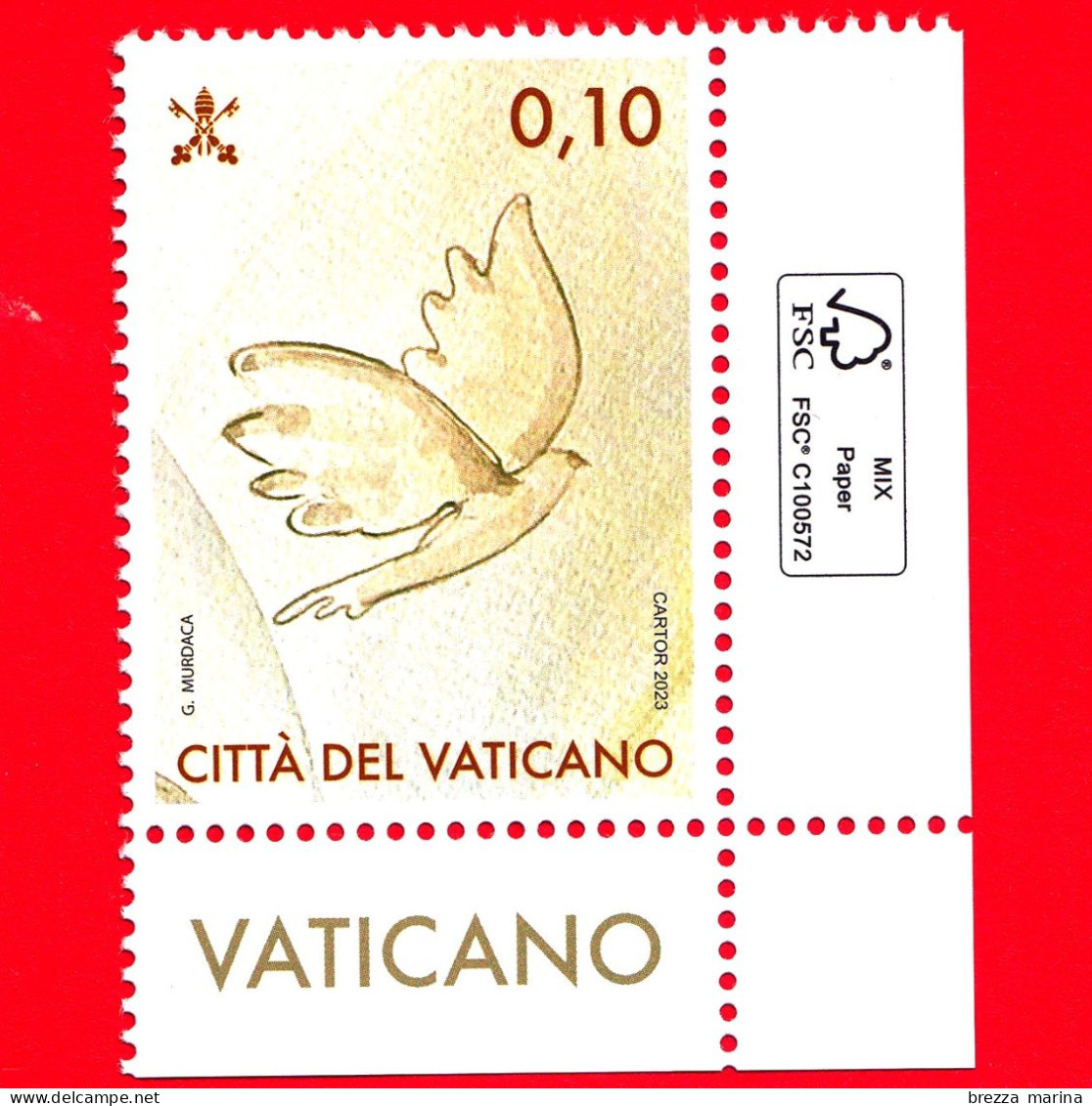 Nuovo - MNH - VATICANO - 2023 - Decennio Per Il Ripristino Dell'ecosistema – Anno II - Colomba Stilizzata – 0.10 - Unused Stamps