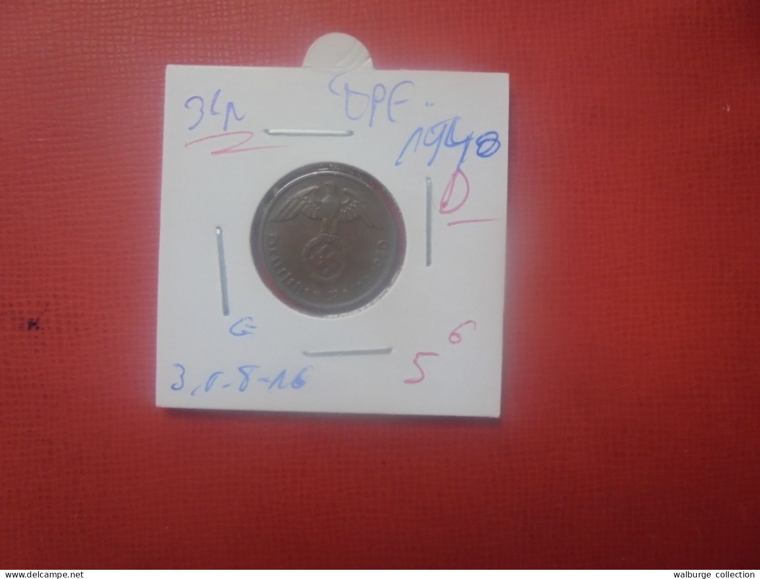 3eme REICH 2 Pfennig 1940 "D" (A.4) - 2 Reichspfennig
