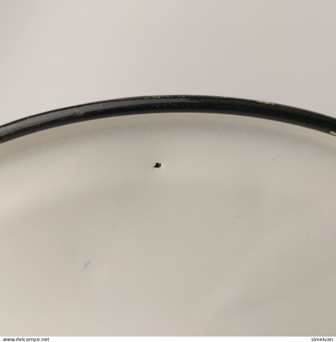 Vintage Enamel Tea Kettle Pot Metal White Black Handle 2.5 Litters Teapot #5465