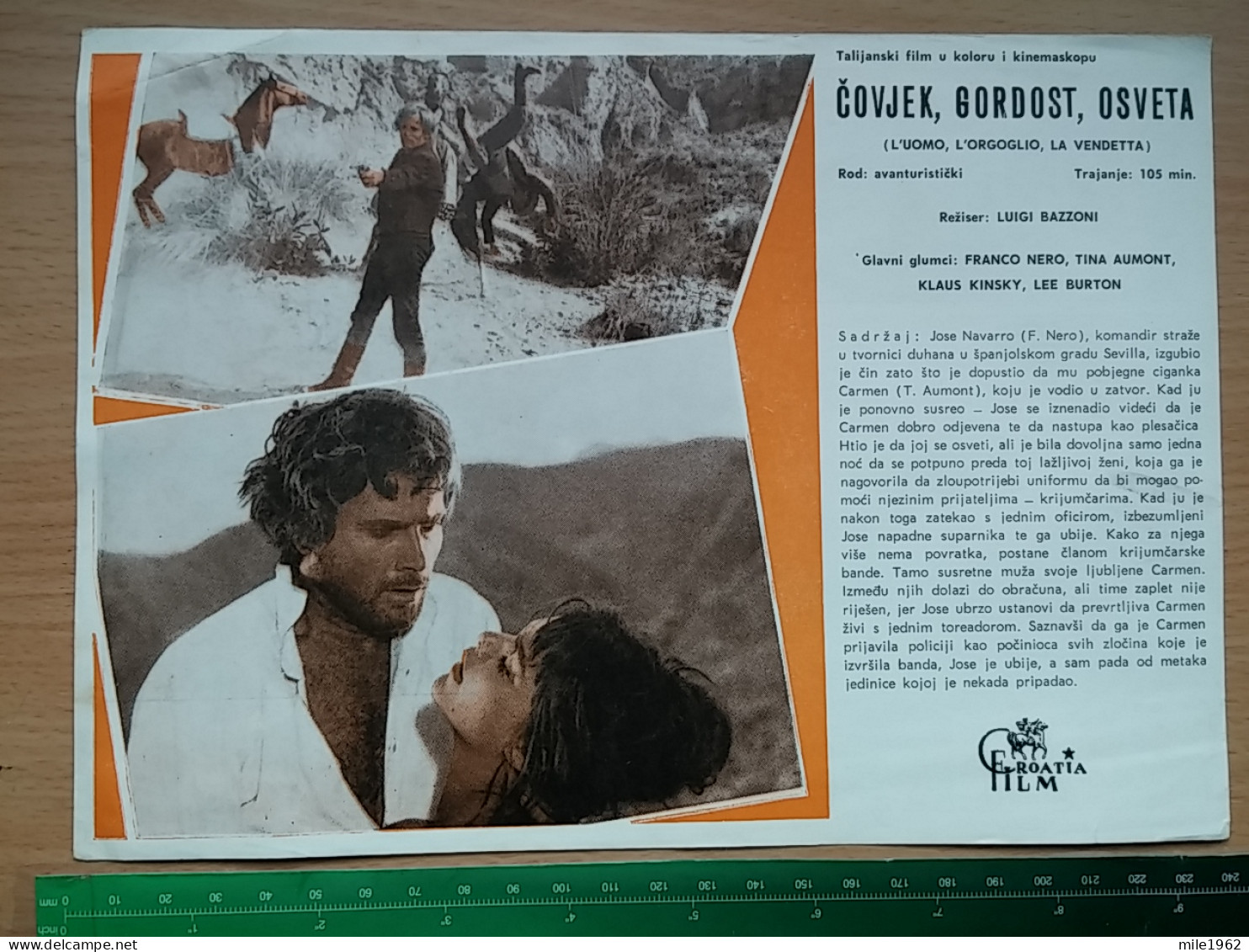 Prog 62 - Man, Pride & Vengeance (1967) - Tina Aumont, Franco Nero, Klaus Kinski - Publicité Cinématographique