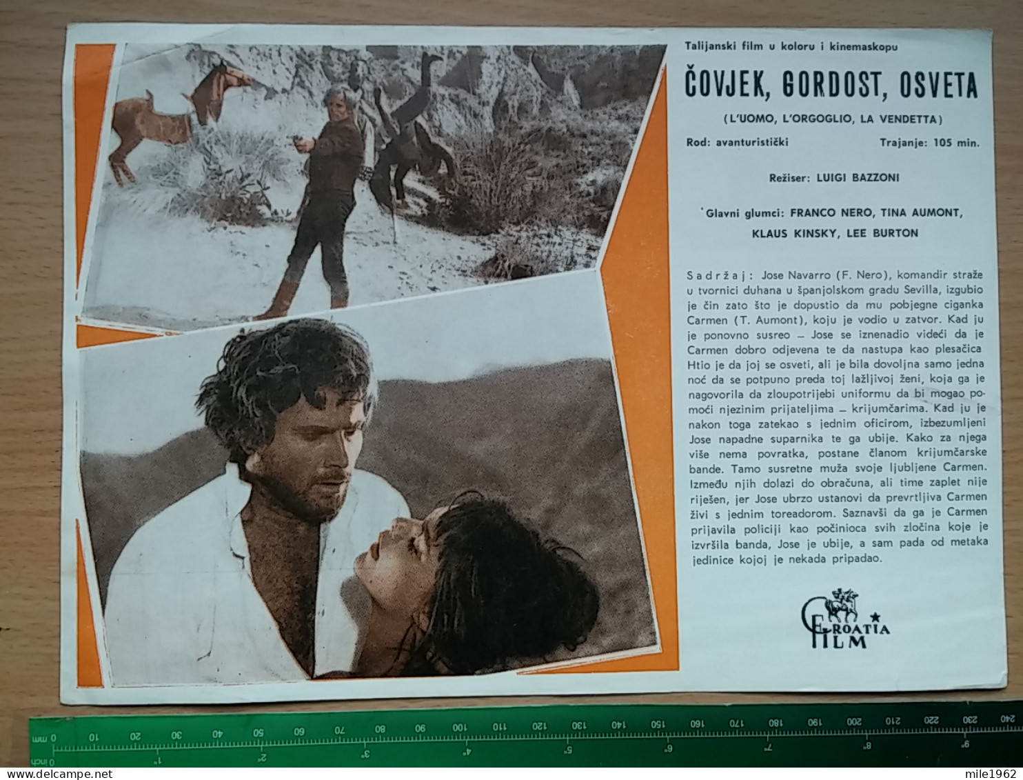 Prog 62 - Man, Pride & Vengeance (1967) - Tina Aumont, Franco Nero, Klaus Kinski - Bioscoopreclame