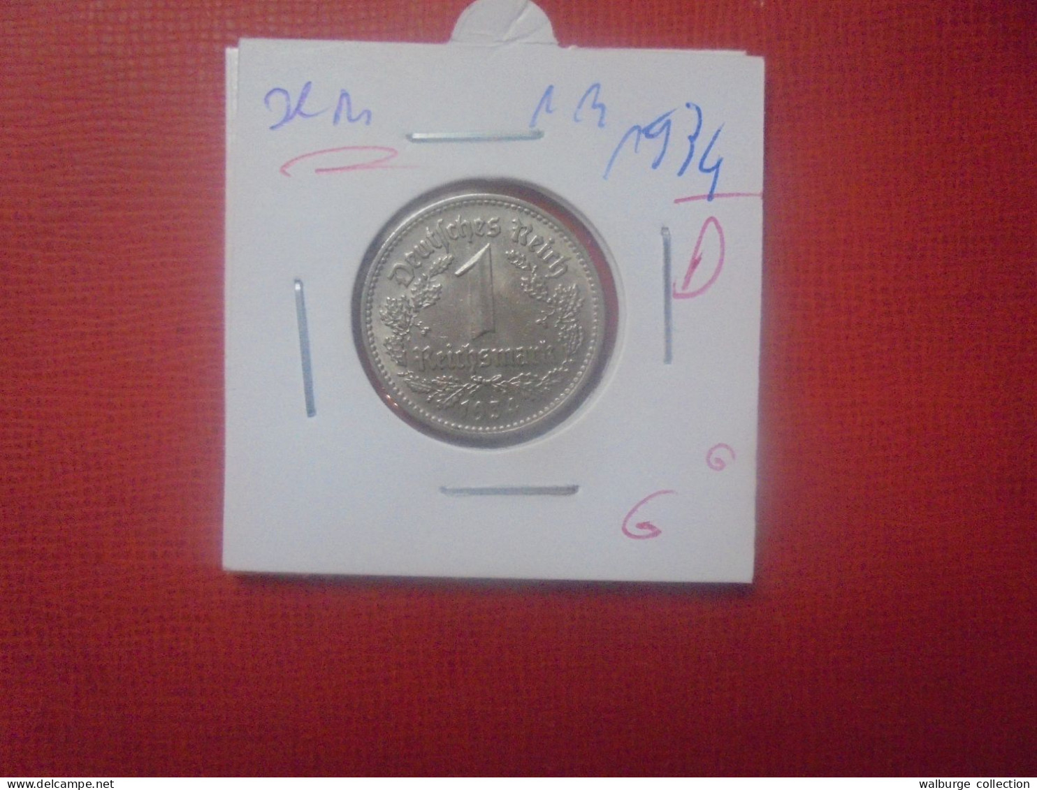 3eme REICH 1 MARK 1934 "D"(A.4) - 1 Reichsmark