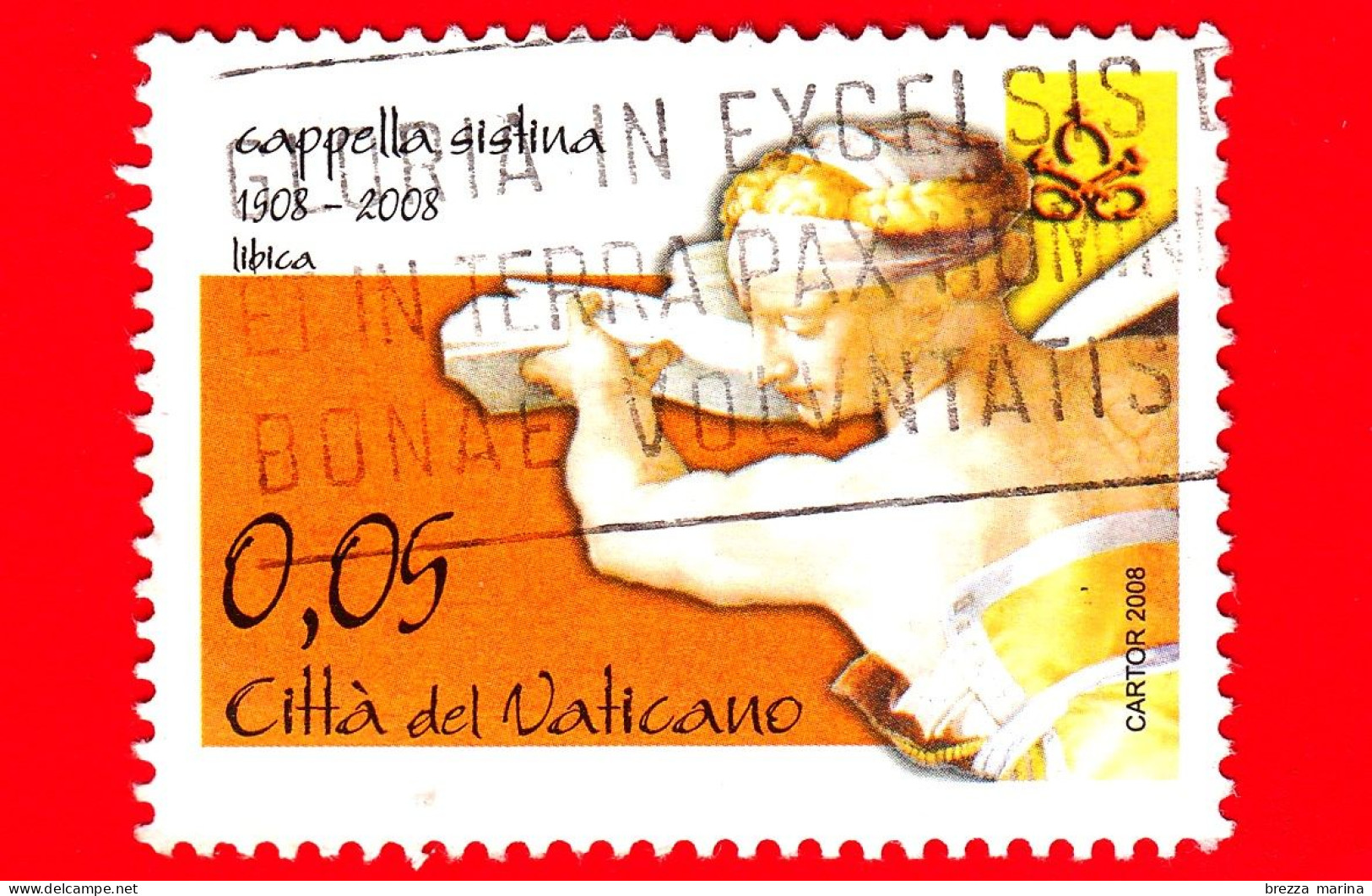 VATICANO - Usato - 2008 - Cappella Sistina - 0,05 - Sibilla Libica - Used Stamps