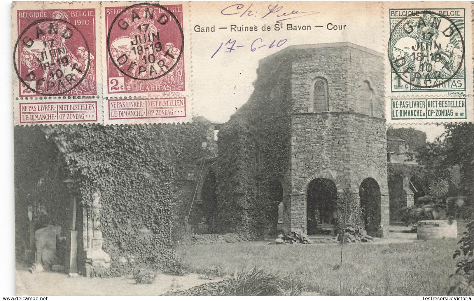 BELGIQUE - Gand - Ruines De Saint Bavon - Vue Sur La Cour - Carte Postale Ancienne - Gent