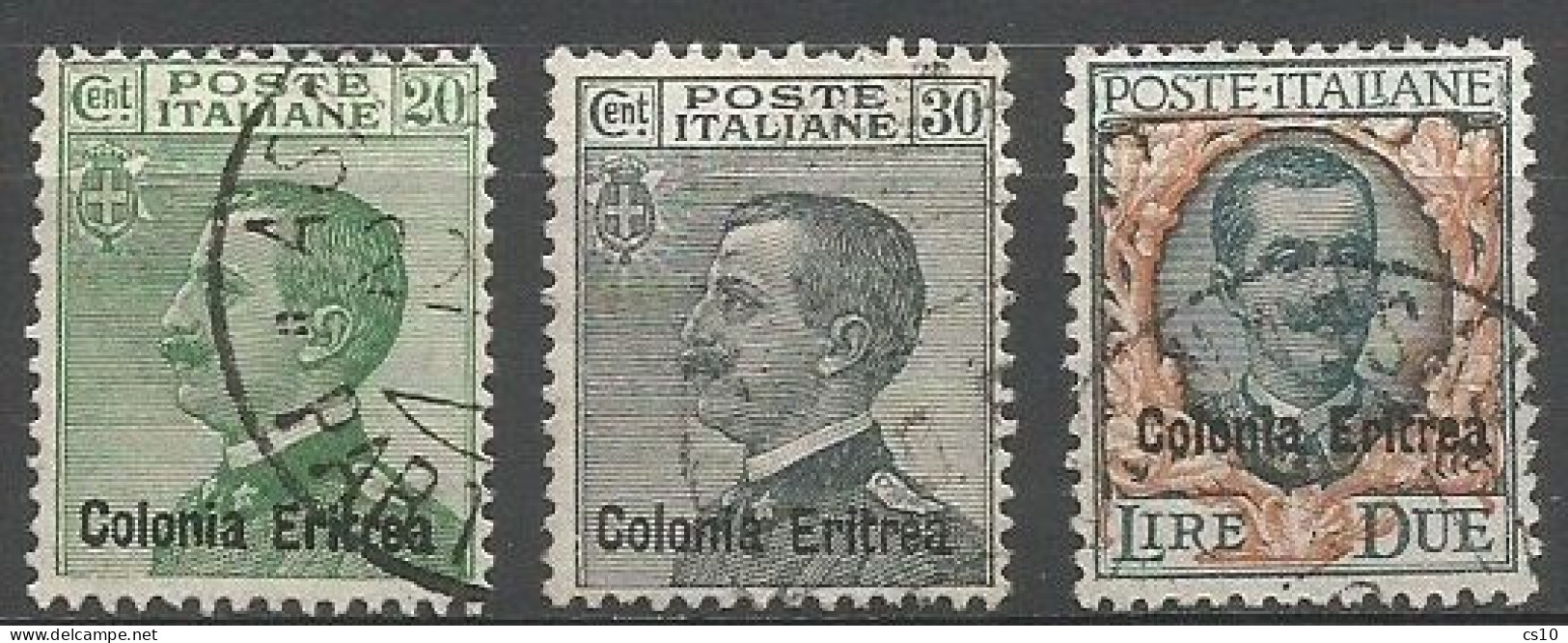 Eritrea Italy Colony - 1925 Ordinarie Michetti C.20 C.30 & Floreale Lire Due - Cpl 3v Set - VFU - Lotti E Collezioni