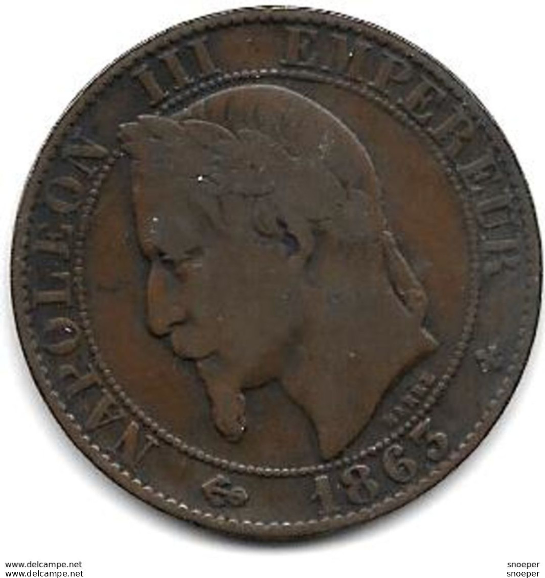 *france 5 Centiemes 1863 BB Km797.2   Fr+ - 5 Centimes