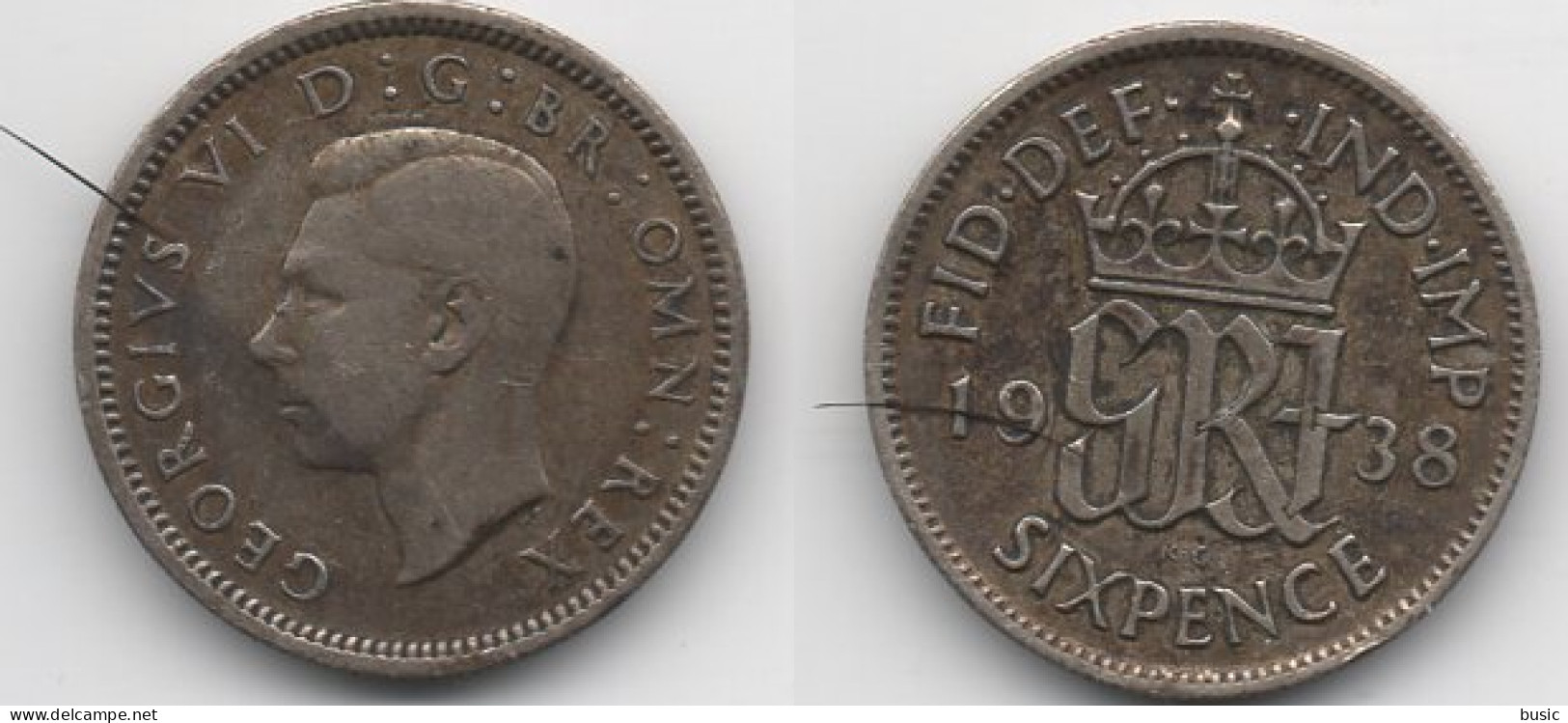 + GRANDE BRETAGNE  + 6 PENCE 1938 + - H. 6 Pence
