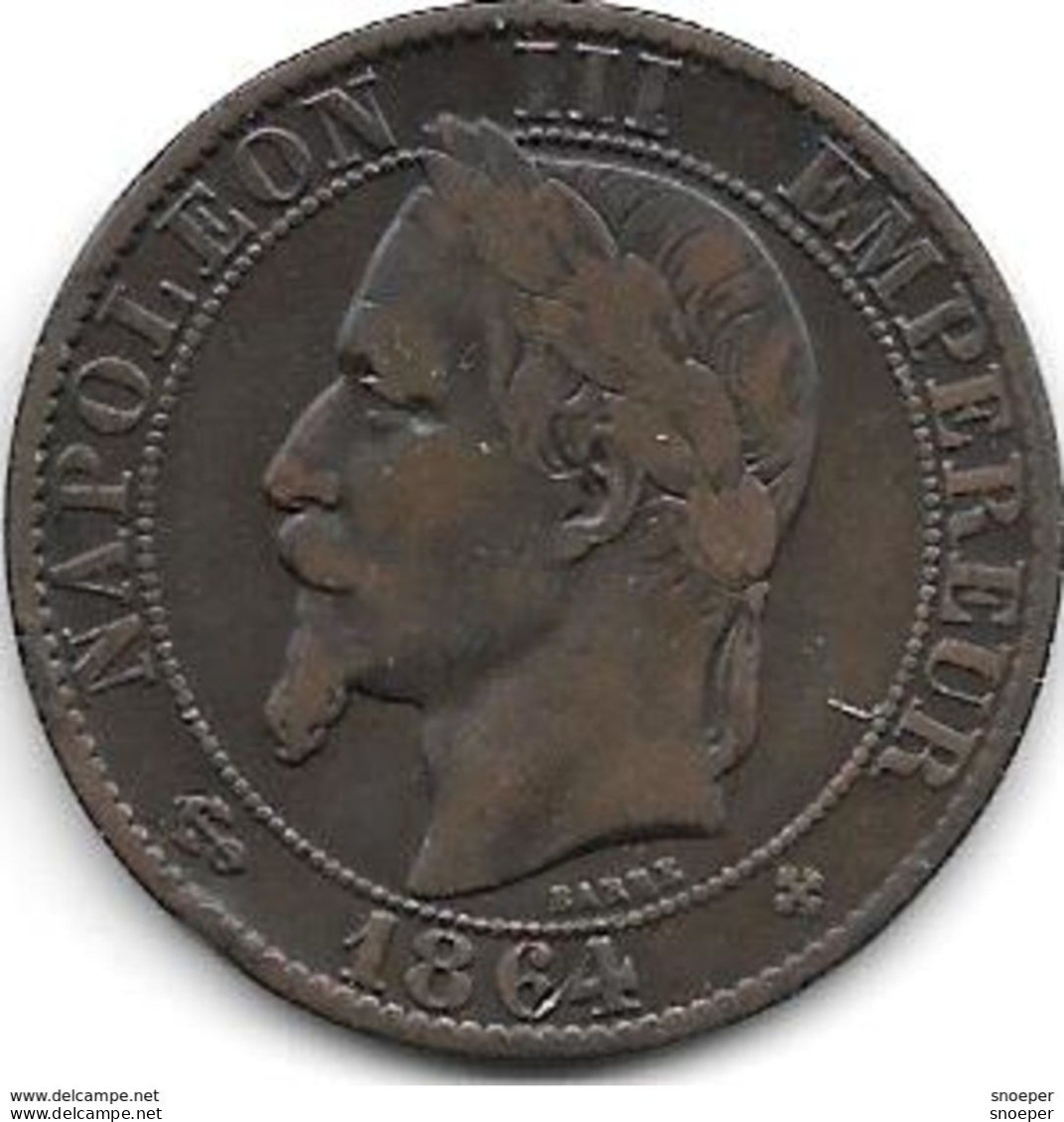 *france 5 Centiemes 1864 BB Km797.2   Fr+ - 5 Centimes