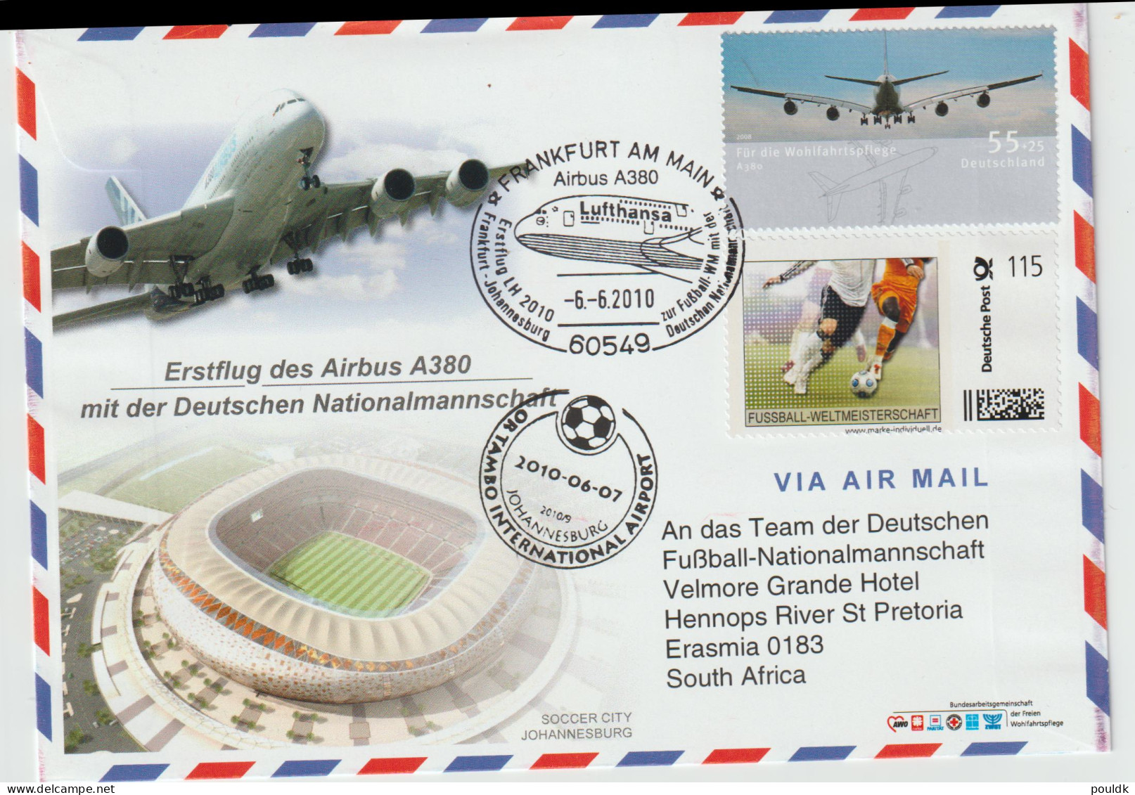 25 First Flight Covers From Lufthansa. Postal Weight 0,150 Kg. Please Read Sales Conditions Under Image Of Lot (004-24) - 2010 – África Del Sur