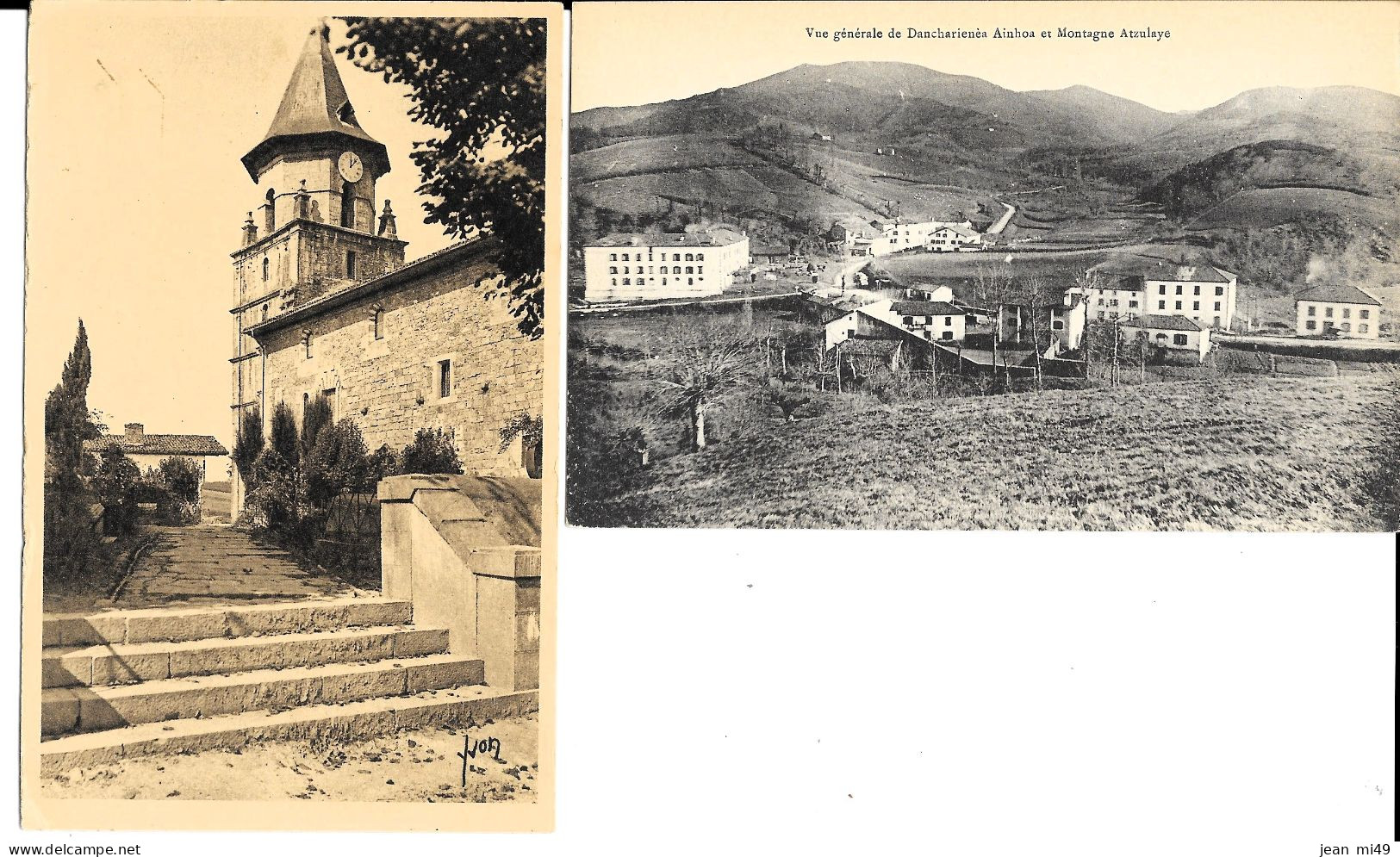 64 - AINHOA -  LOT DE 2 CARTES - L'église - Vue Générale De Dancharienèa Ainhoa - Ainhoa