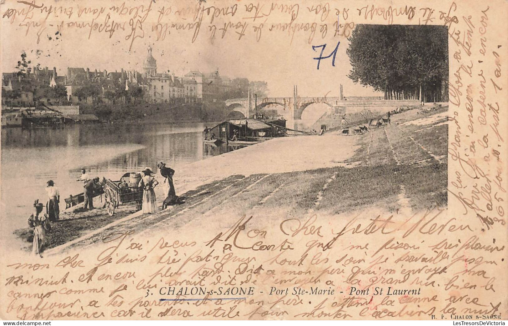 FRANCE - Chalon Sur Saône - Port Sainte Marie - Pont Saint Laurent - Carte Postale Ancienne - Chalon Sur Saone