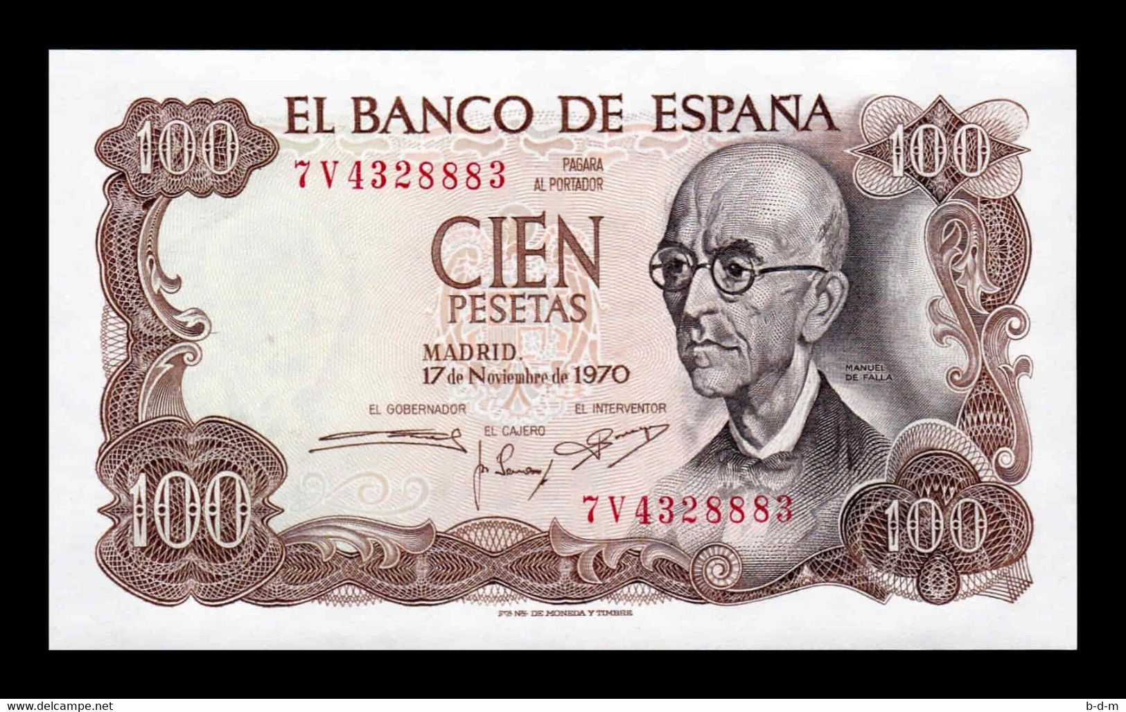 España Spain 100 Pesetas Manuel De Falla 1970 Pick 152 Sc Unc - 100 Peseten