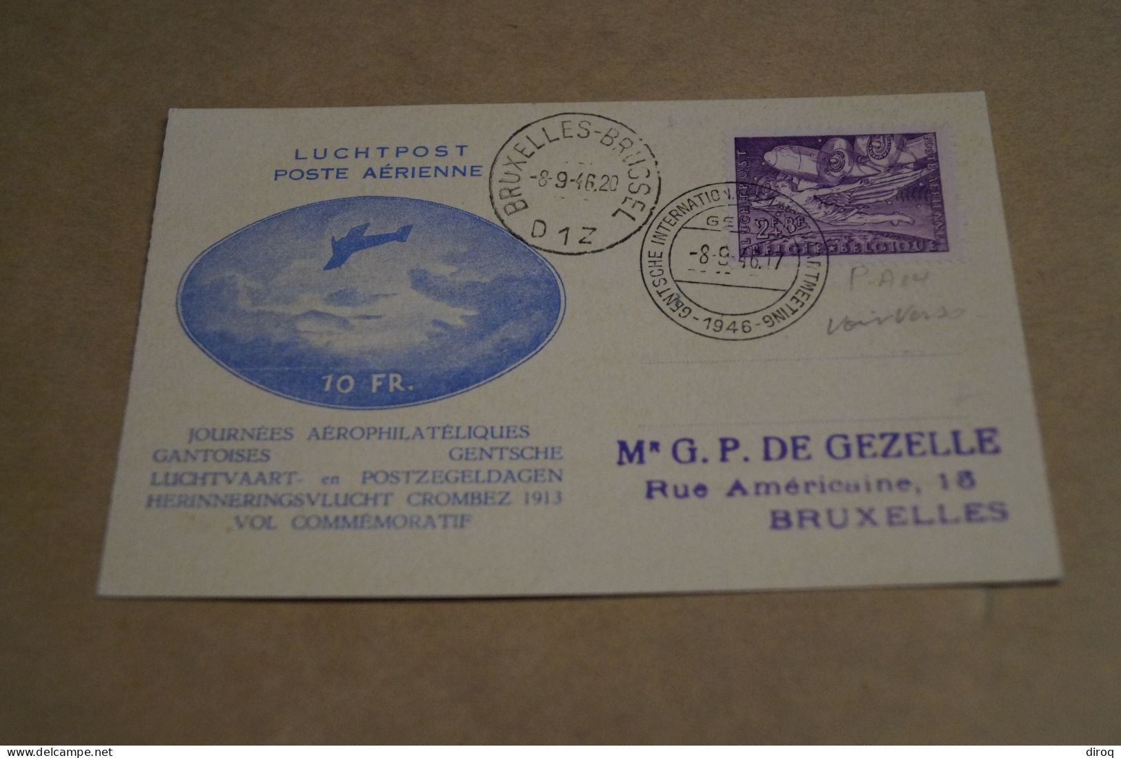 Très Bel Envoi,poste Aérienne 1946,vendu Pour Les Orphelins De Guerre,voir Verso , Collection ,collector - Cartas & Documentos