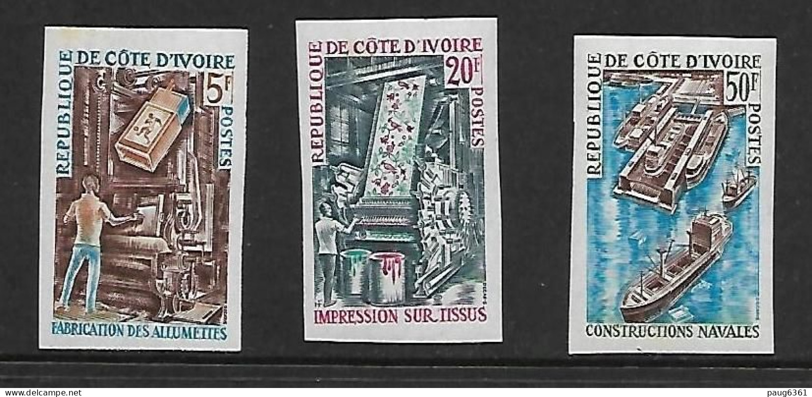 COTE D'IVOIRE 1970  INDUSTRIES  YVERT N°298/300 NON DENTELES     NEUF MNH** - Fabbriche E Imprese