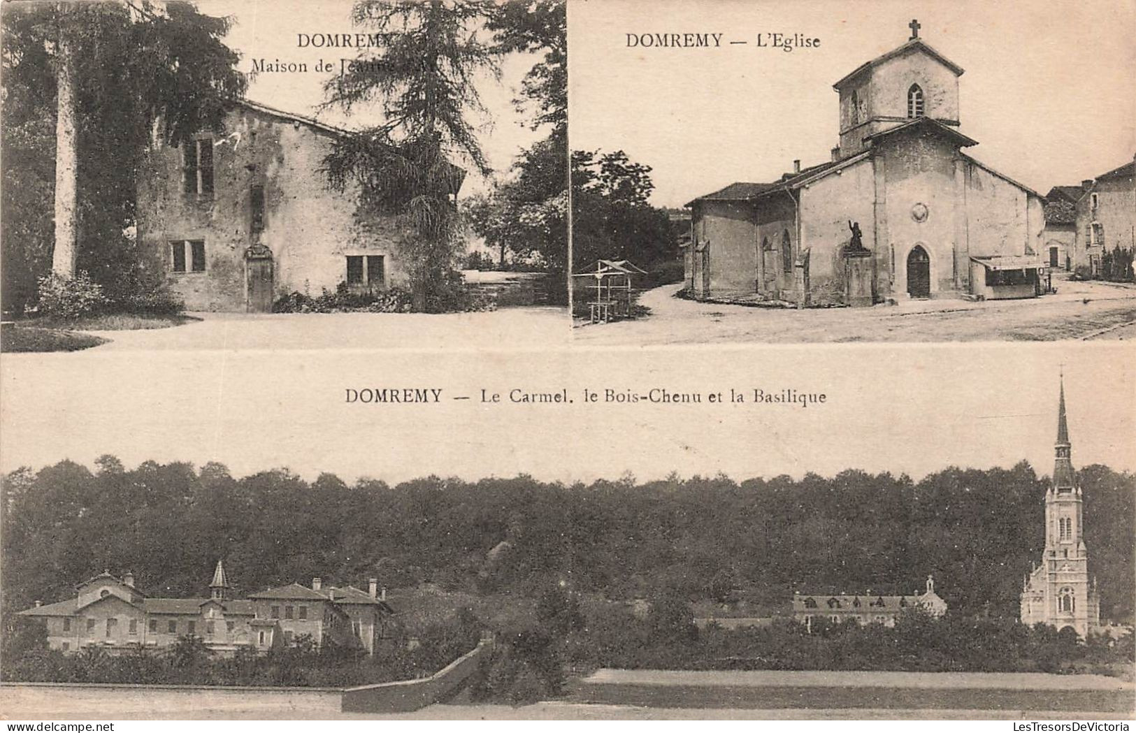 FRANCE - Domremy - L'Eglise - Le Carmel. Le Bois Chenu Et La Basilique - Maison De Jeanne D'Arc - Carte Postale Ancienne - Domremy La Pucelle