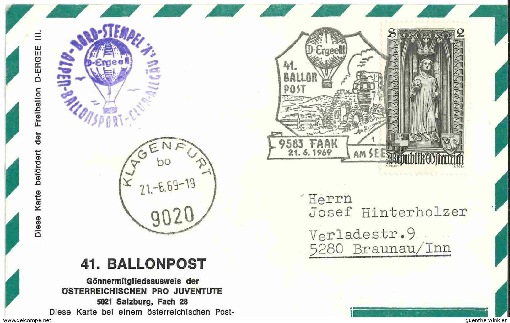 Regulärer Ballonpostflug Nr. 41b Der Pro Juventute [RBP41.] - Ballonpost