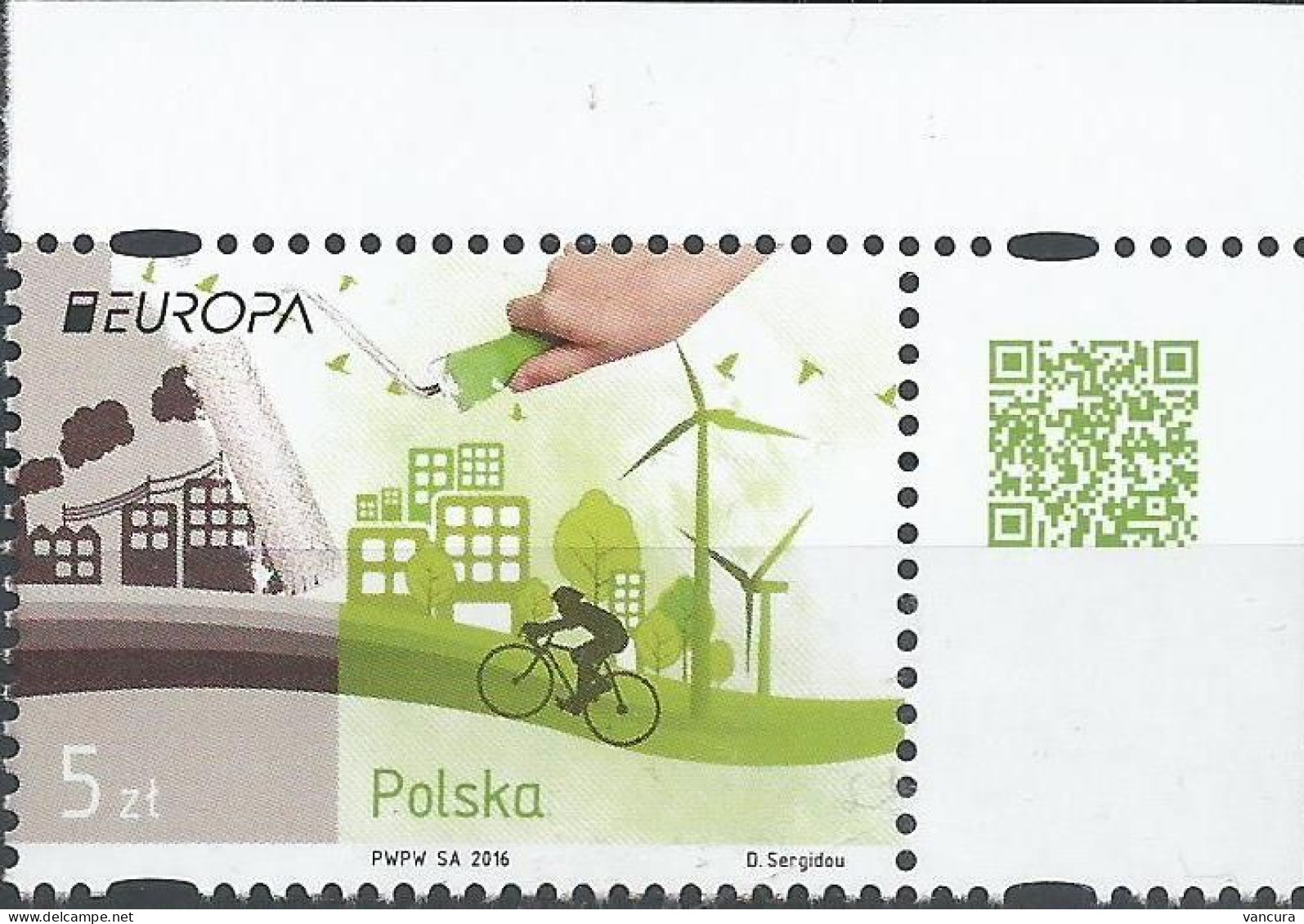 **4681 Poland EUROPA 2016 Environment Pollution Bike Tree Wind Power Plant - 2016