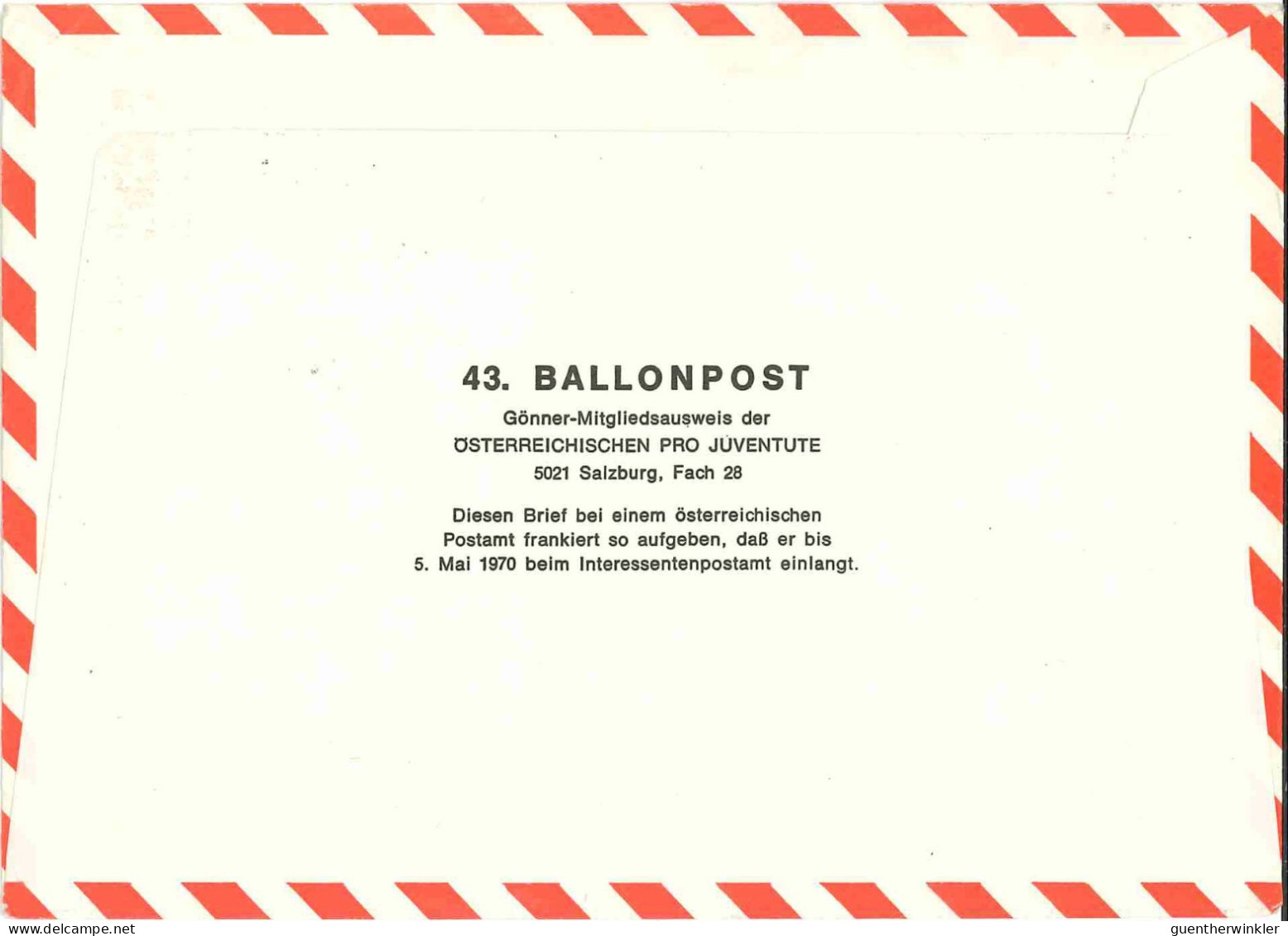 Regulärer Ballonpostflug Nr. 43a Der Pro Juventute [RBP43.] - Per Palloni