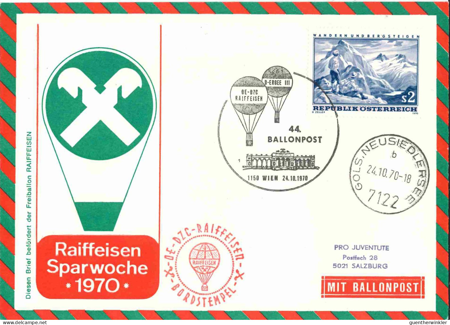 Regulärer Ballonpostflug Nr. 44a Der Pro Juventute [RBP44.] - Per Palloni