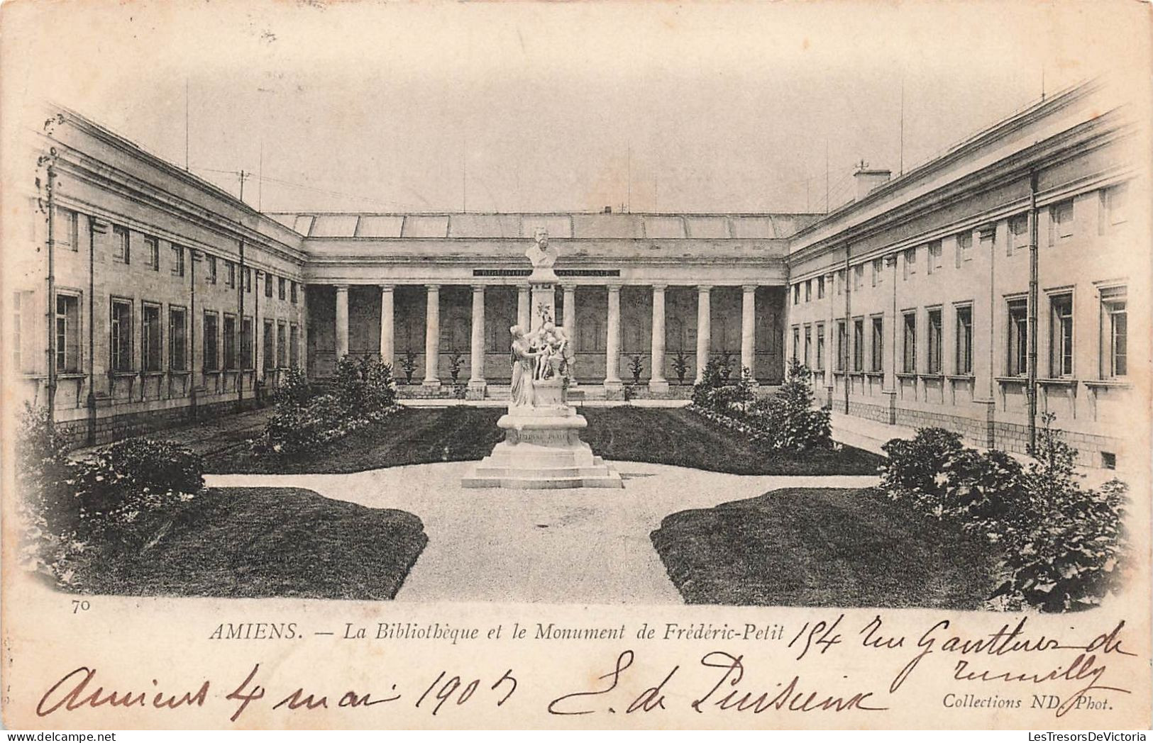 FRANCE - Amiens - La Bibliothèque Et Le Monument De Frédéric-Petit - Carte Postale Ancienne - Amiens