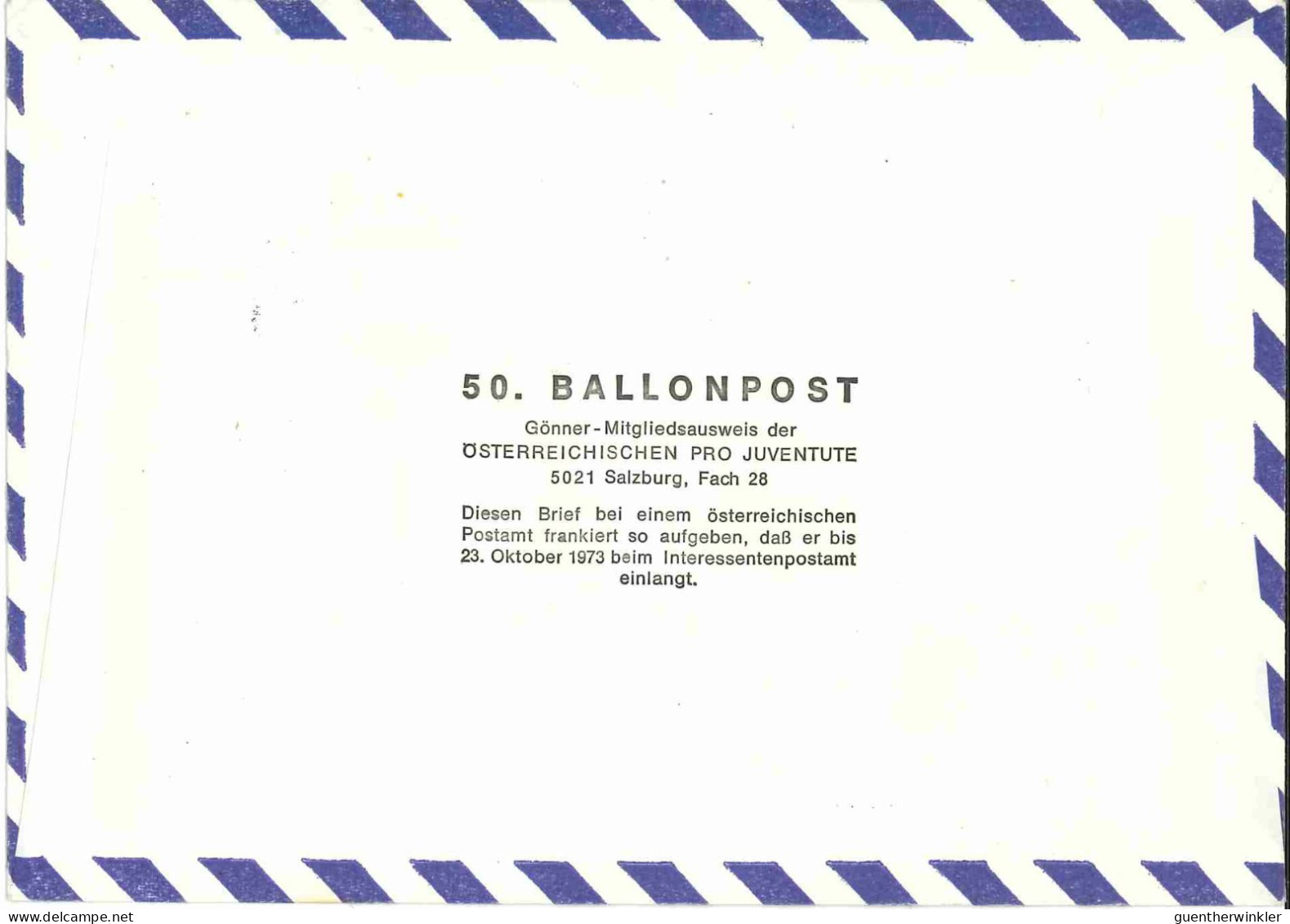 Regulärer Ballonpostflug Nr. 50b Der Pro Juventute [RBP50a] - Par Ballon