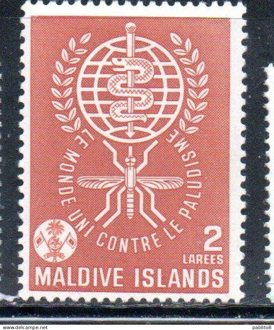 MALDIVES ISLANDS ISOLE MALDIVE BRITISH PROTECTORATE 1962 WHO OMS DRIVE TO EREDICATE MALARIA EREDICATION EMBLEM 2L MNH - Maldives (...-1965)