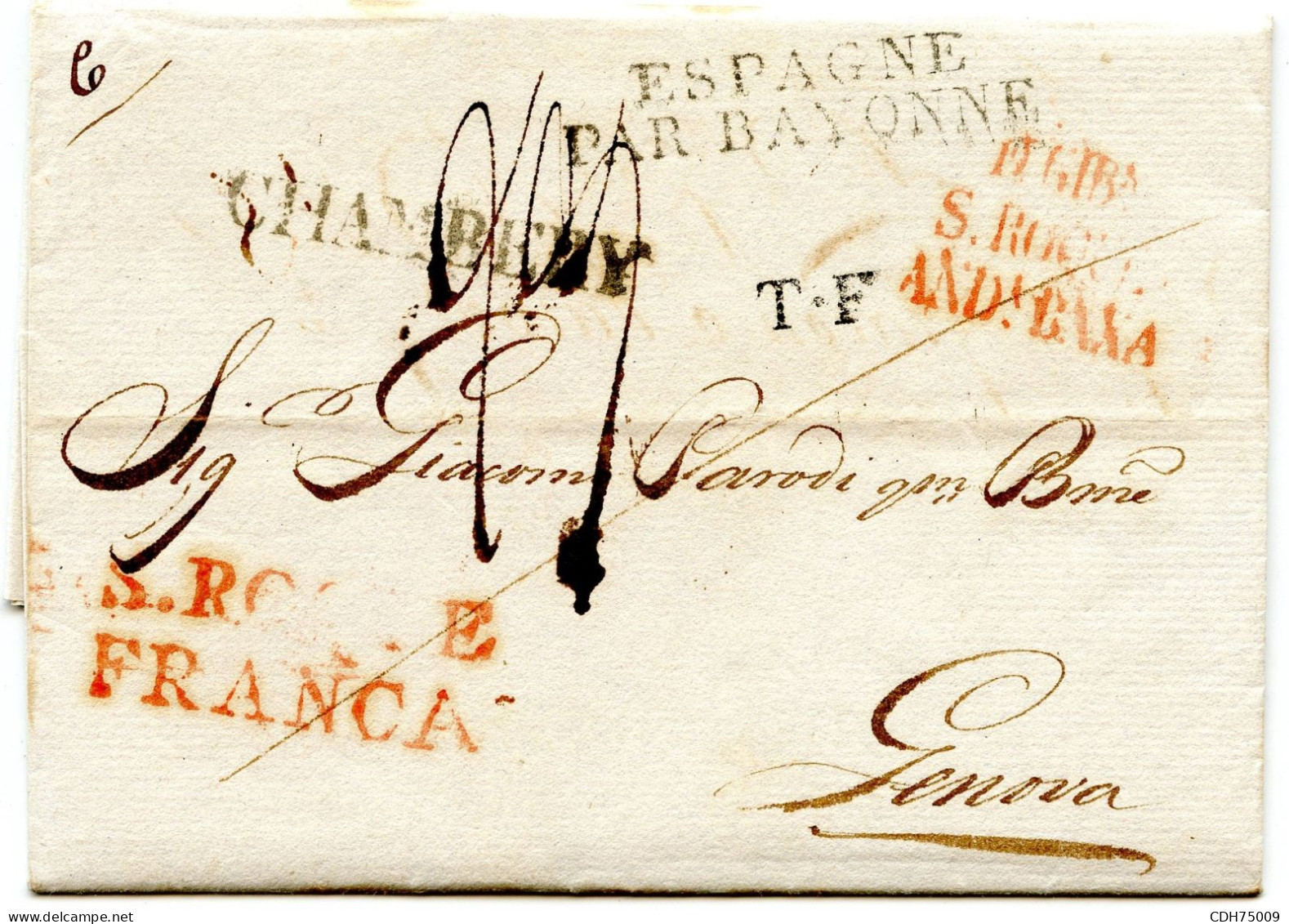 GIBRALTAR - LETTRE DE GIBRALTAR POUR GENES, 1825 - Gibilterra