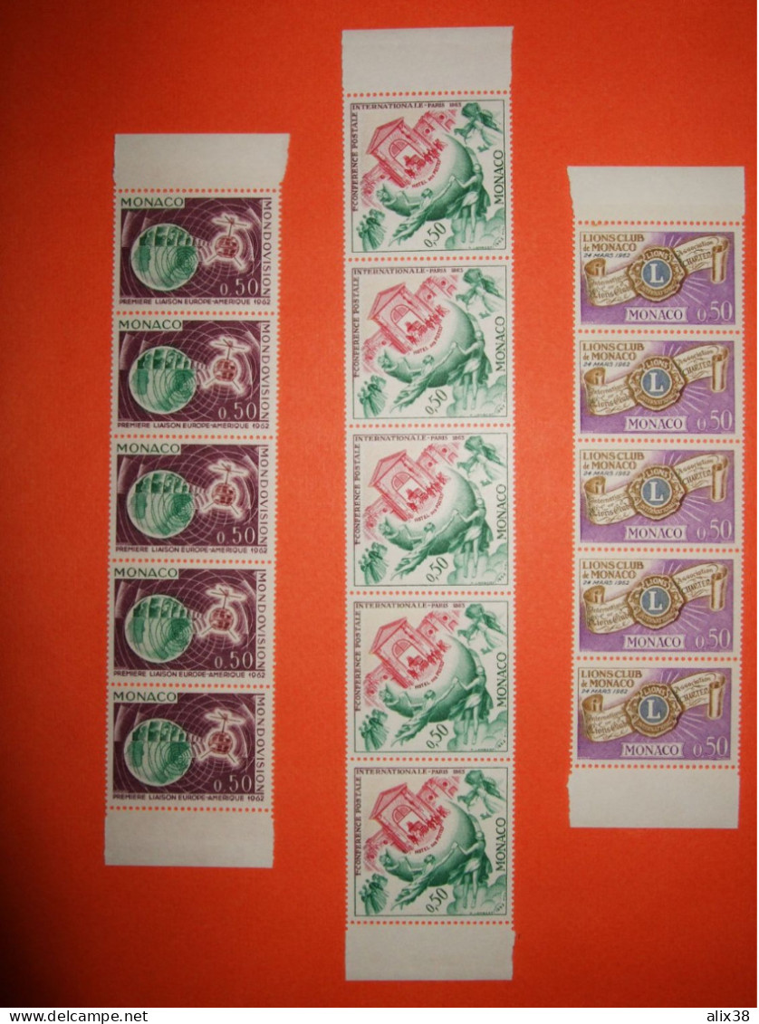 MONACO 1963-N°612/613/615 En 3 Bandes De 5. Superbe - Other & Unclassified