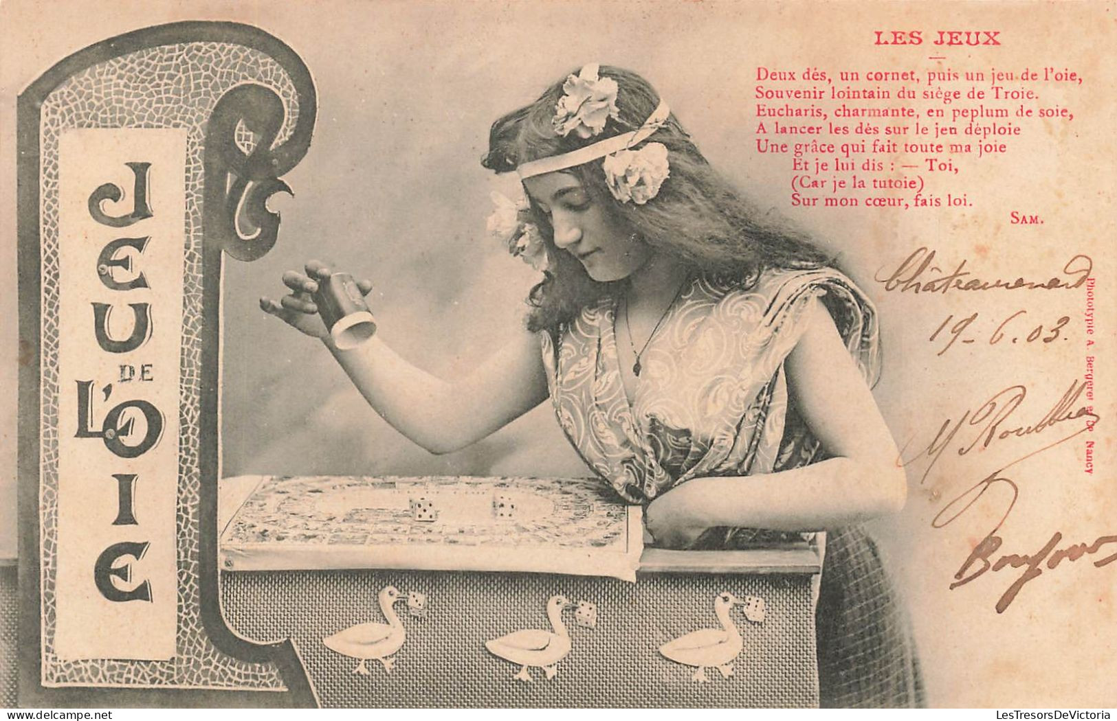 JEUX - Les Jeux - Le Jeu De L'oie - Jeune Femme - Dos Non Divisé - Carte Postale Ancienne - Speelkaarten