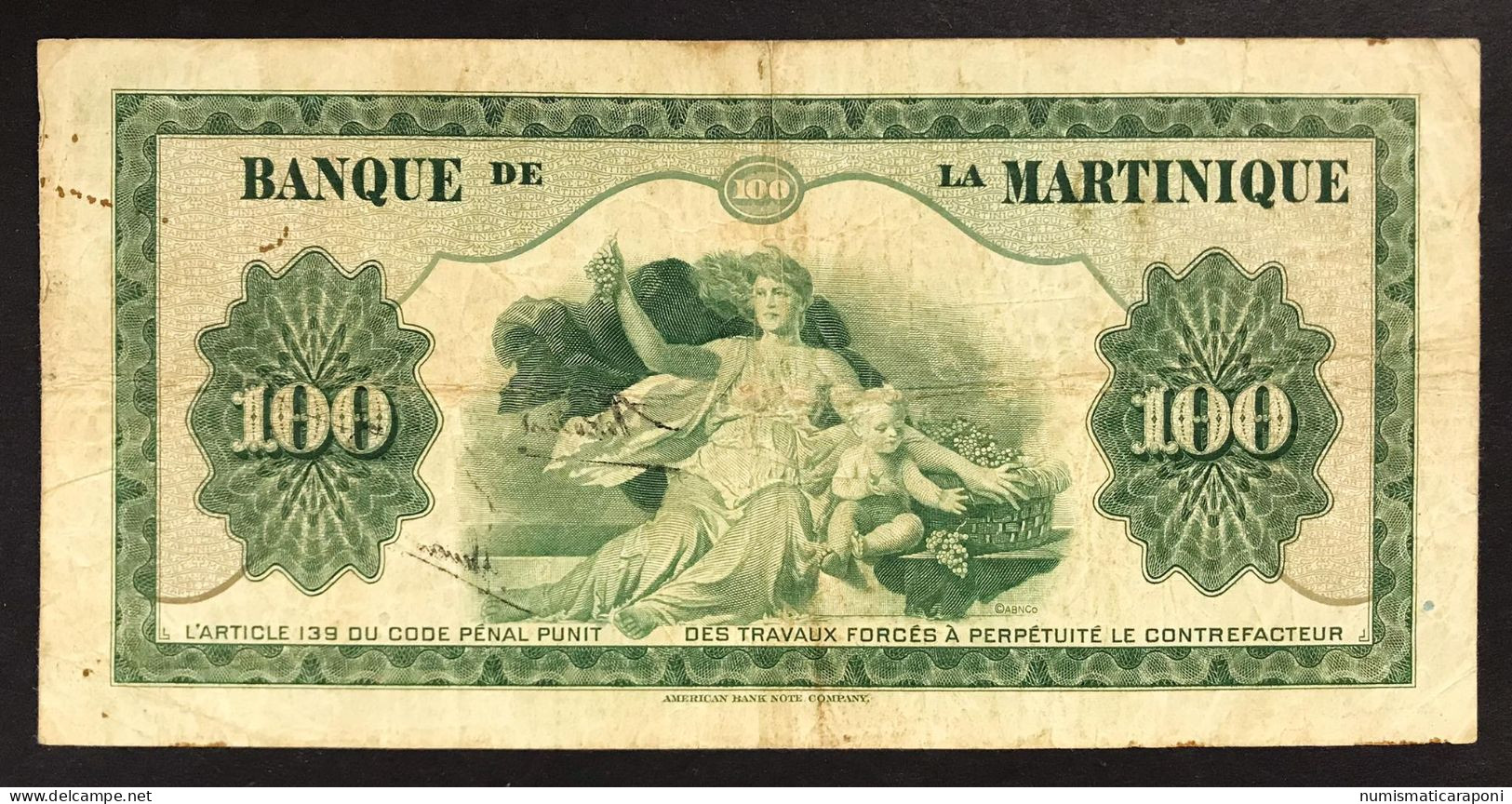 Martinique Martinica 1942 100 Francs Pick#19a  LOTTO 473 - Other - America