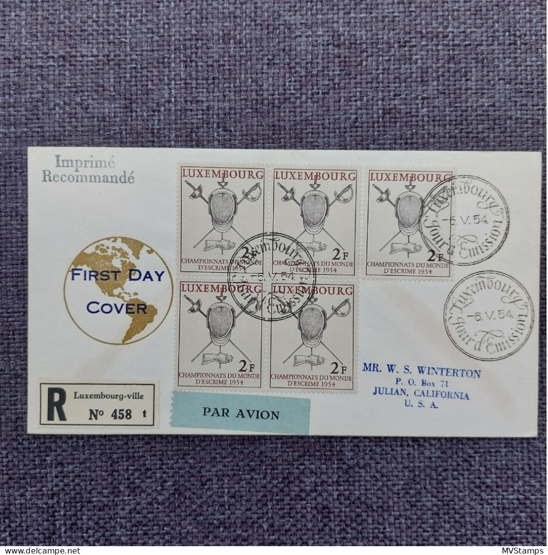 Luxembourg 1954 Set Sword/Fighting Stamps (Michel 523) Used On FDC - Covers & Documents