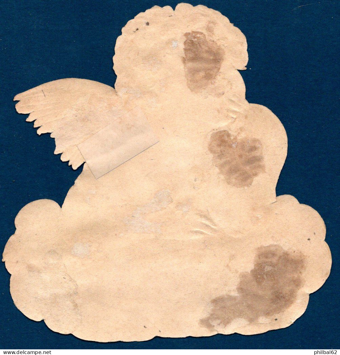 Découpis Grand Format 16 X 19 Cm. Ange Appuyé Sur Un Nuage. - Angeles