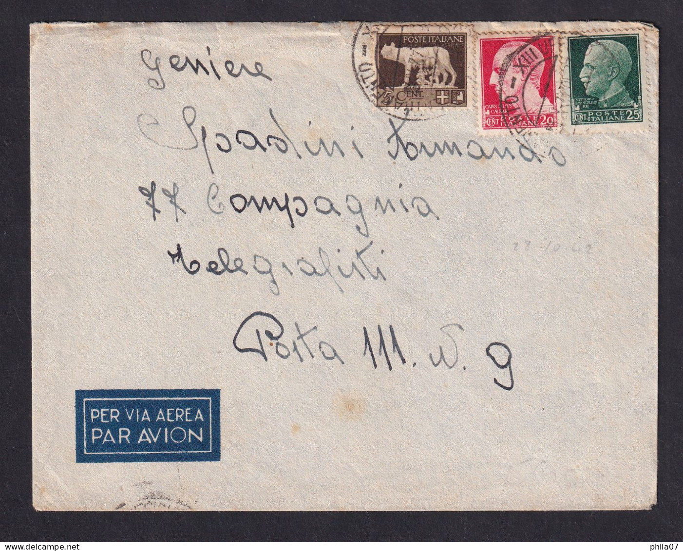 ITALY - Posta Militare 34, Egypt, Sent By Airplane ?.11.1942. To Posta Militare Rome 9. Marchese 6 Points. / 2 Scans - Sonstige & Ohne Zuordnung
