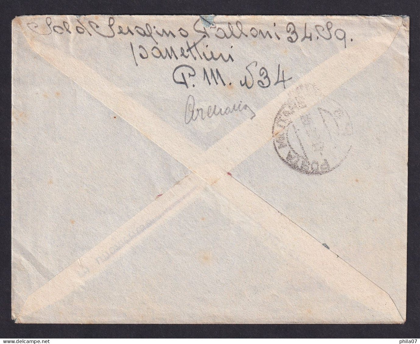 ITALY - Posta Militare 34, Egypt, Sent By Airplane ?.11.1942. To Posta Militare Rome 9. Marchese 6 Points. / 2 Scans - Other & Unclassified