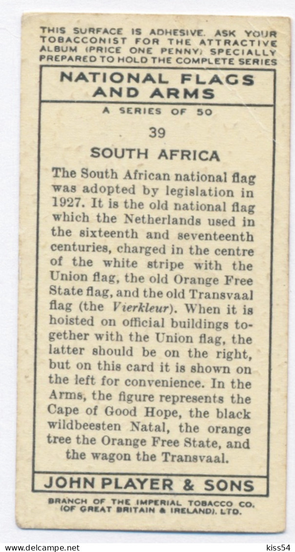 FL 12 - 39-a SOUTH AFRICA National Flag & Emblem, Imperial Tabacco - 67/36 Mm - Reclame-artikelen