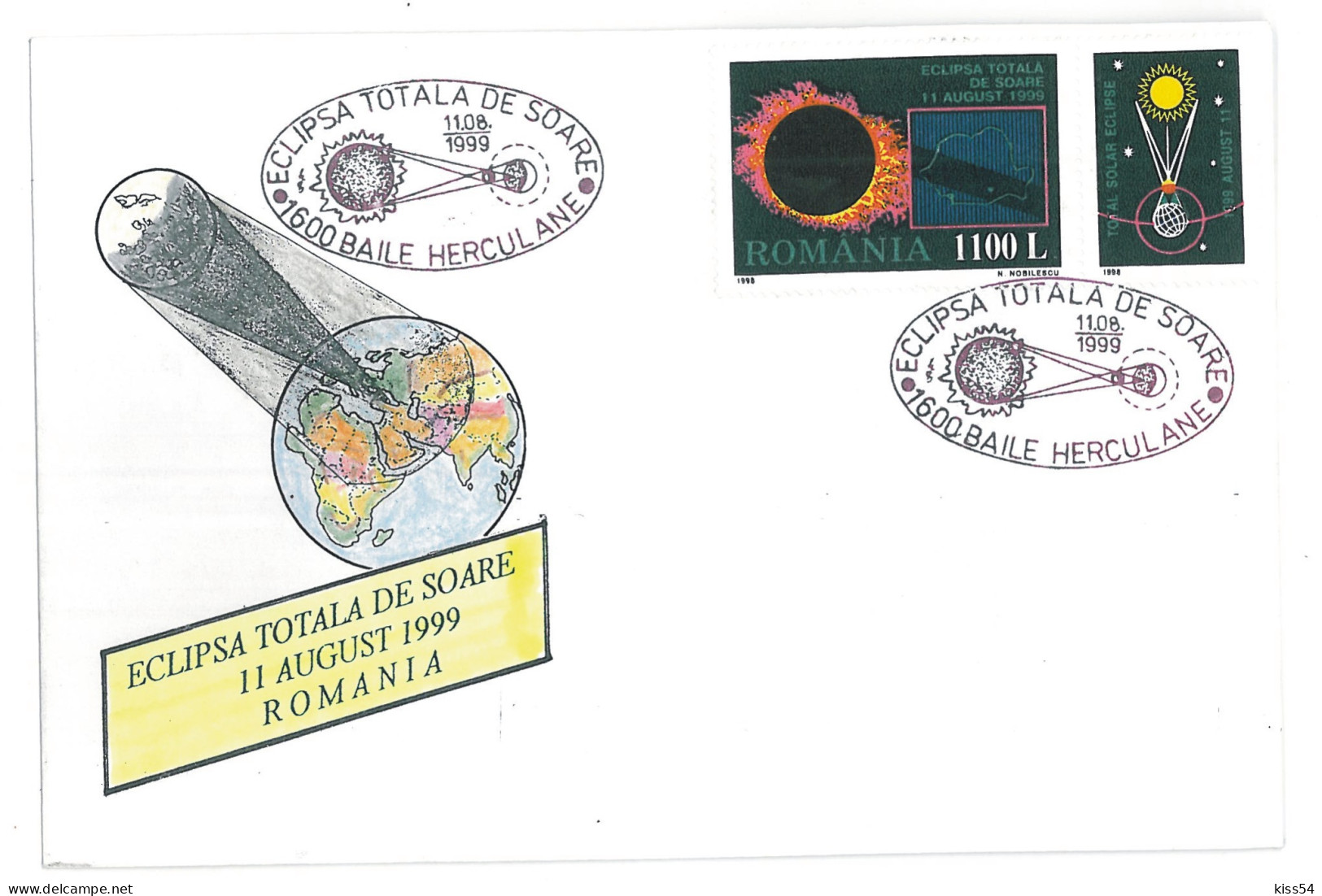 COV 52 - 3022 Total ECLIPSE, Romania - Cover - Used - 1999 - Astrologie