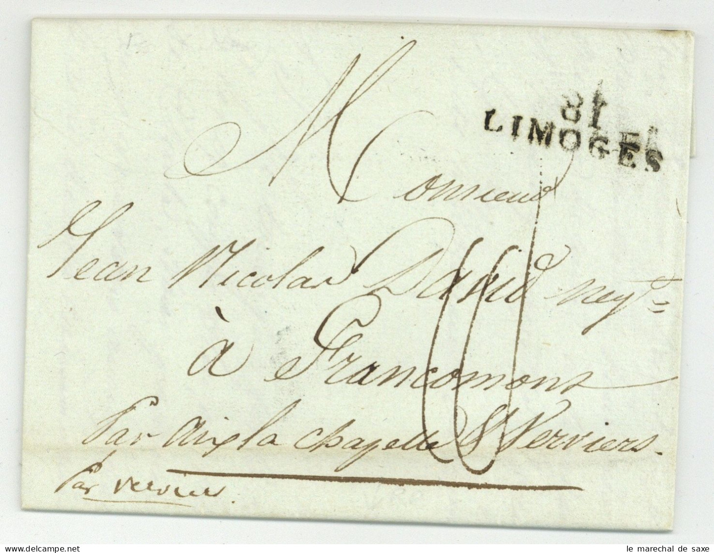 DEBOURSE D'AIX LA CHAPELLE Aachen 1811 Sur Lettre De Limoges Pour Francomont Verviers - 1792-1815: Départements Conquis