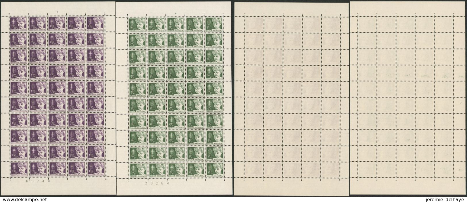 Antituberculeux (1954) - N°955 à 960 En Feuille Complète** (MNH) + N° / L'aveugle Et Le Paralytique, Défaut Sur F960. - 1931-1950