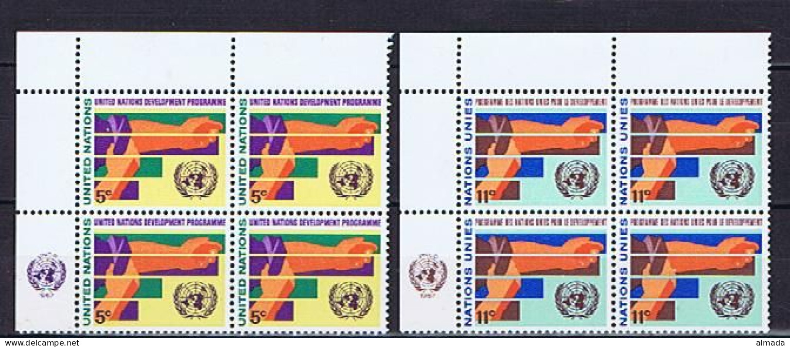UN NY 1967:  Michel 174-175** Blocks Of Four. Mnh, Postfrisch - Neufs