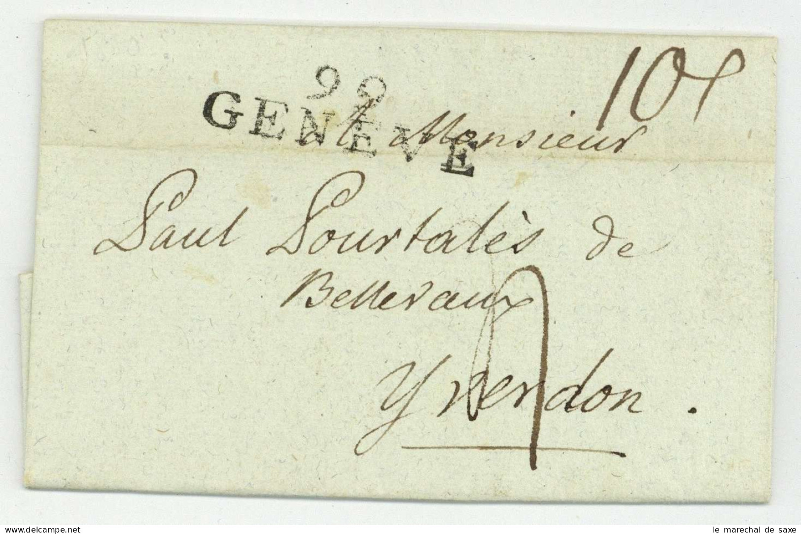 99 GENEVE Pour Yverdon 1800 Bertrand-Haldimand - 1792-1815: Veroverde Departementen