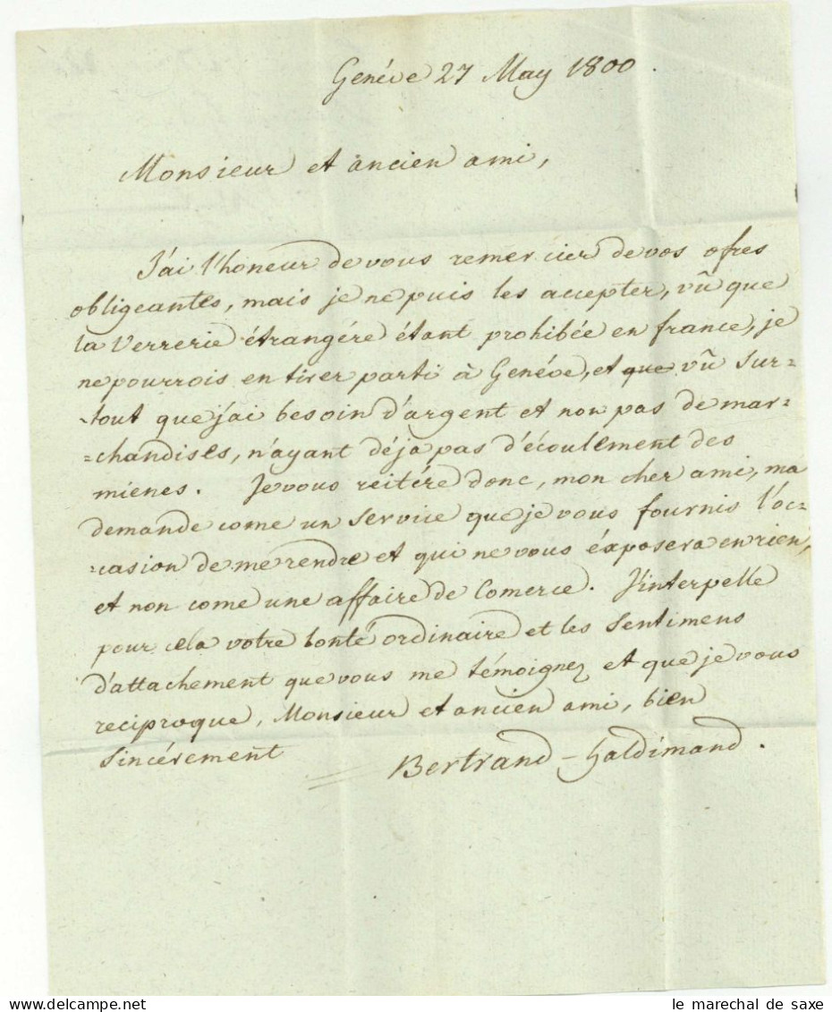 99 GENEVE Pour Yverdon 1800 Bertrand-Haldimand - 1792-1815: Veroverde Departementen