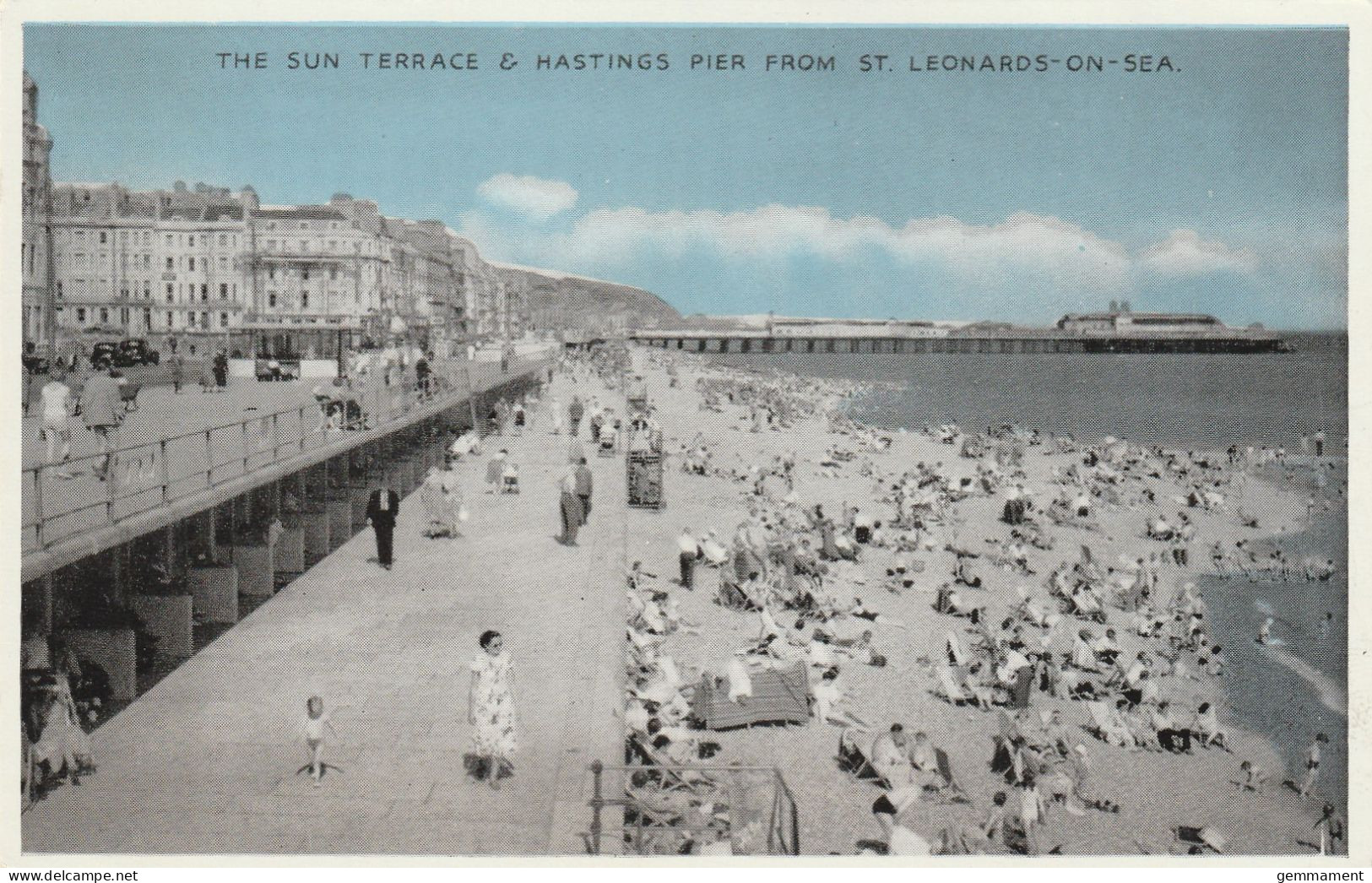 HASTINGS -SUN TERRACE AND  HASTINGS PIER FROM ST  LEONARDS ON SEA - Hastings