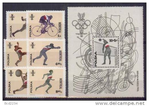 POLAND 1976 XXI OLYMPIC GAMES MONTREAL CANADA & MS NHM Fencing Cycling Boxing Weightlifting Football Soccer Volleyball - Volleyball